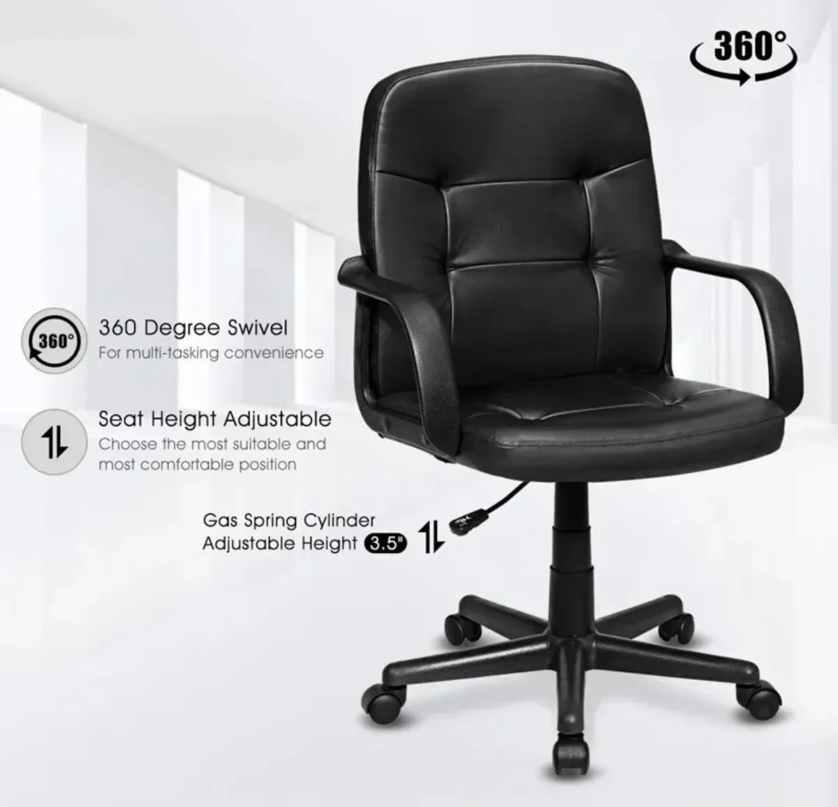 Ergonomic Office Chair with 360-degree Wheels