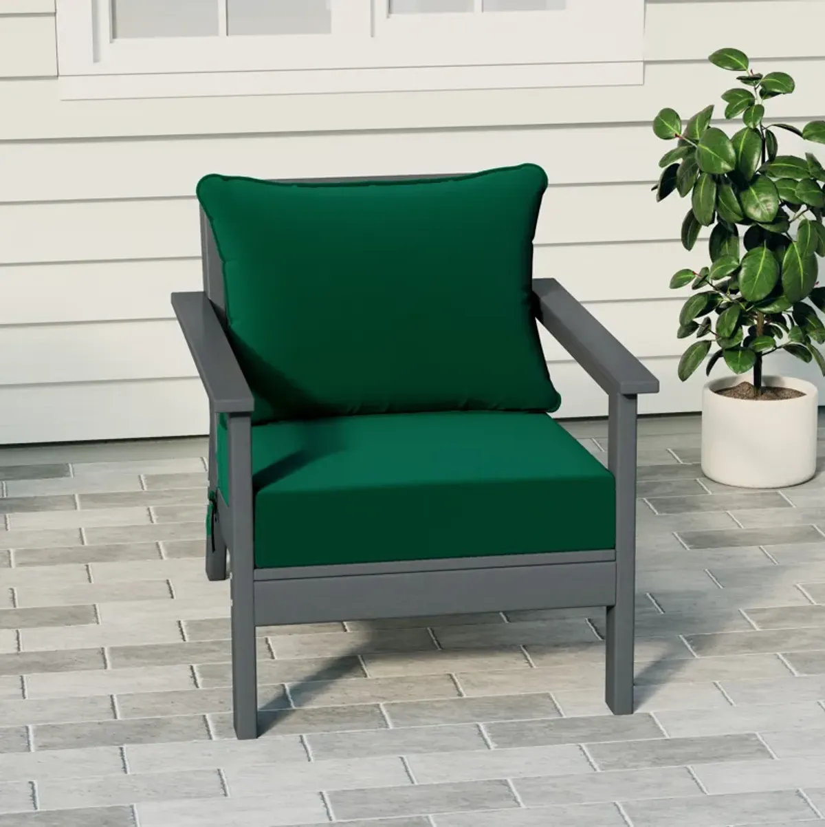 WestinTrends Outdoor Modern HDPE Patio Club Chair with Deep Seat Cushions