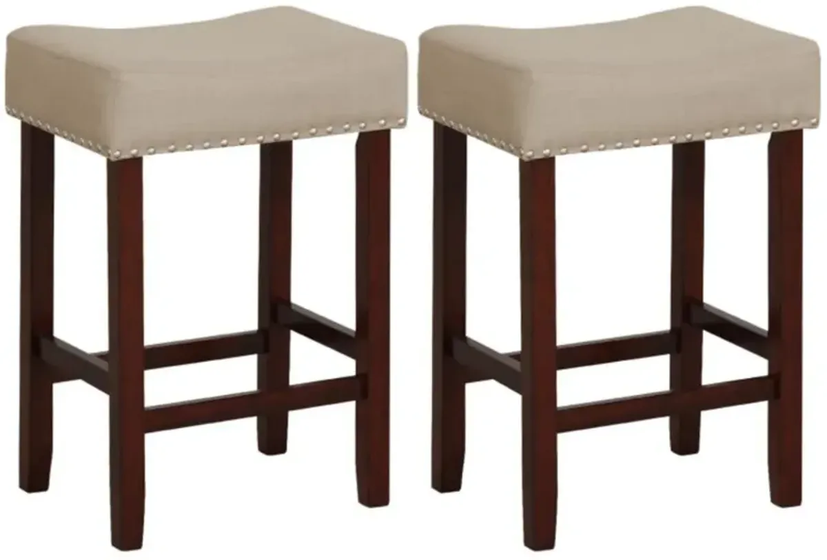 Hivvago Set of 2 25 Inch Bar Stool with Curved Seat Cushions