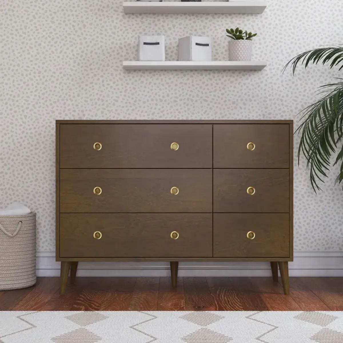 Novogratz Harper 6-Drawer Dresser with Round Gold Handles