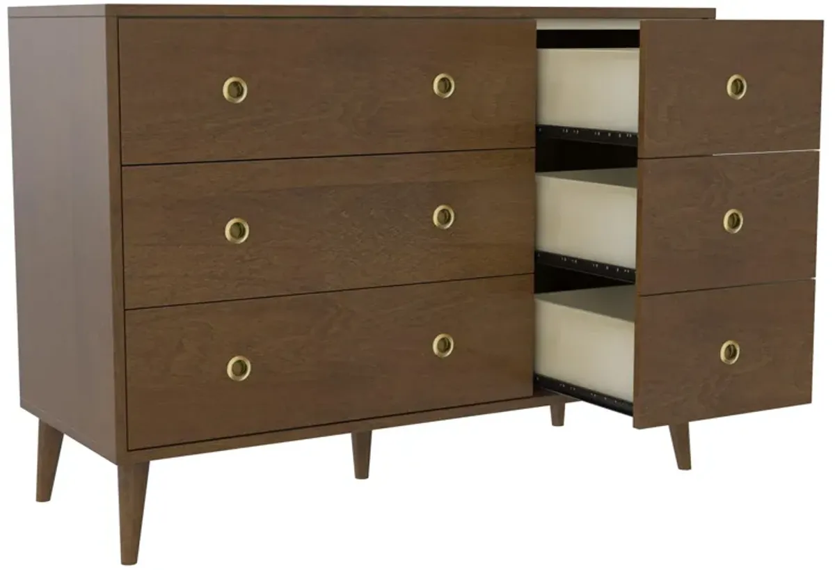 Novogratz Harper 6-Drawer Dresser with Round Gold Handles