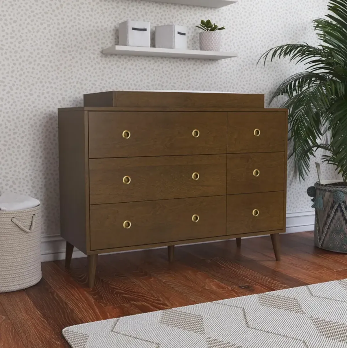 Novogratz Harper 6-Drawer Dresser with Round Gold Handles