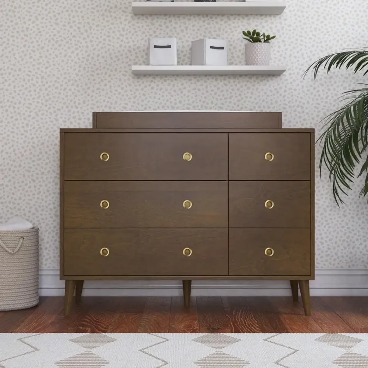 Novogratz Harper 6-Drawer Dresser with Round Gold Handles