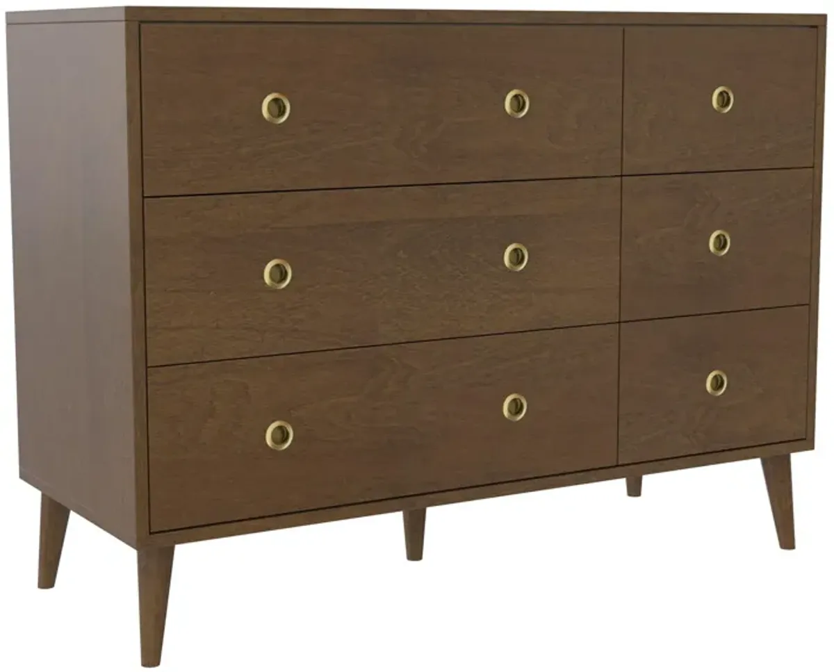 Novogratz Harper 6-Drawer Dresser with Round Gold Handles