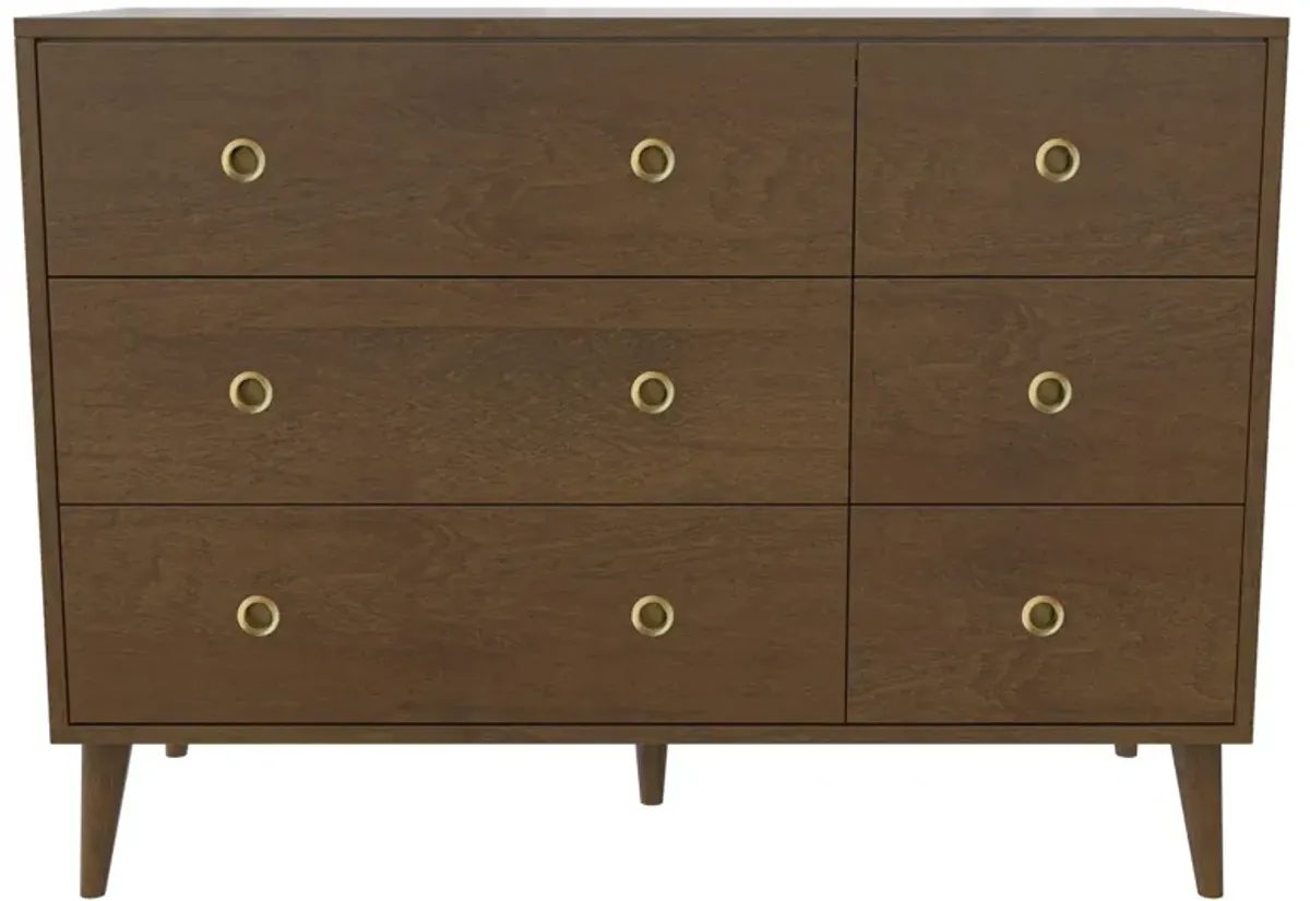 Novogratz Harper 6-Drawer Dresser with Round Gold Handles