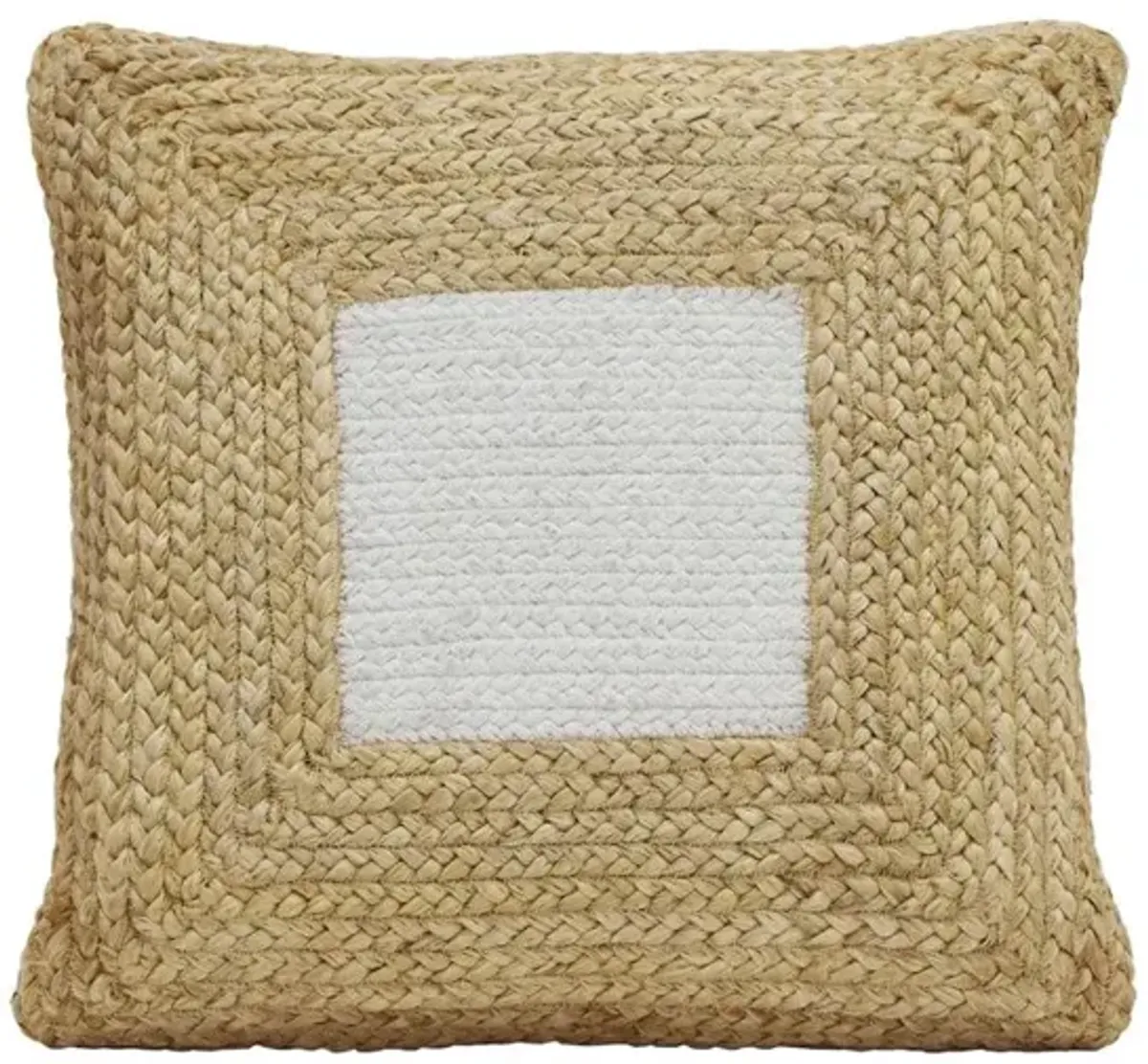 Belen Kox White Square Jute and Cotton Accent Pillow, Belen Kox