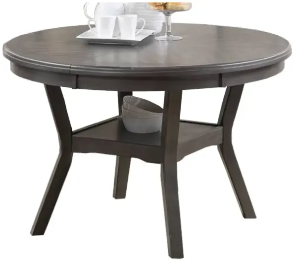 Dining Room Furniture Gray Rubber wood MDF Round Table 1pc Table w Shelf