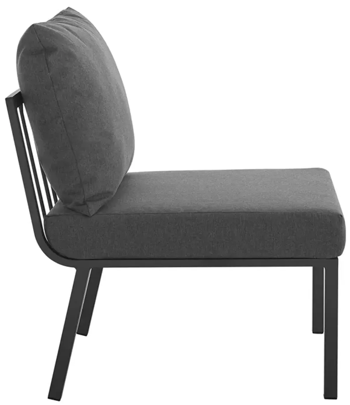 Modway Riverside Outdoor Furniture, Armless Chair, Gray Charcoal