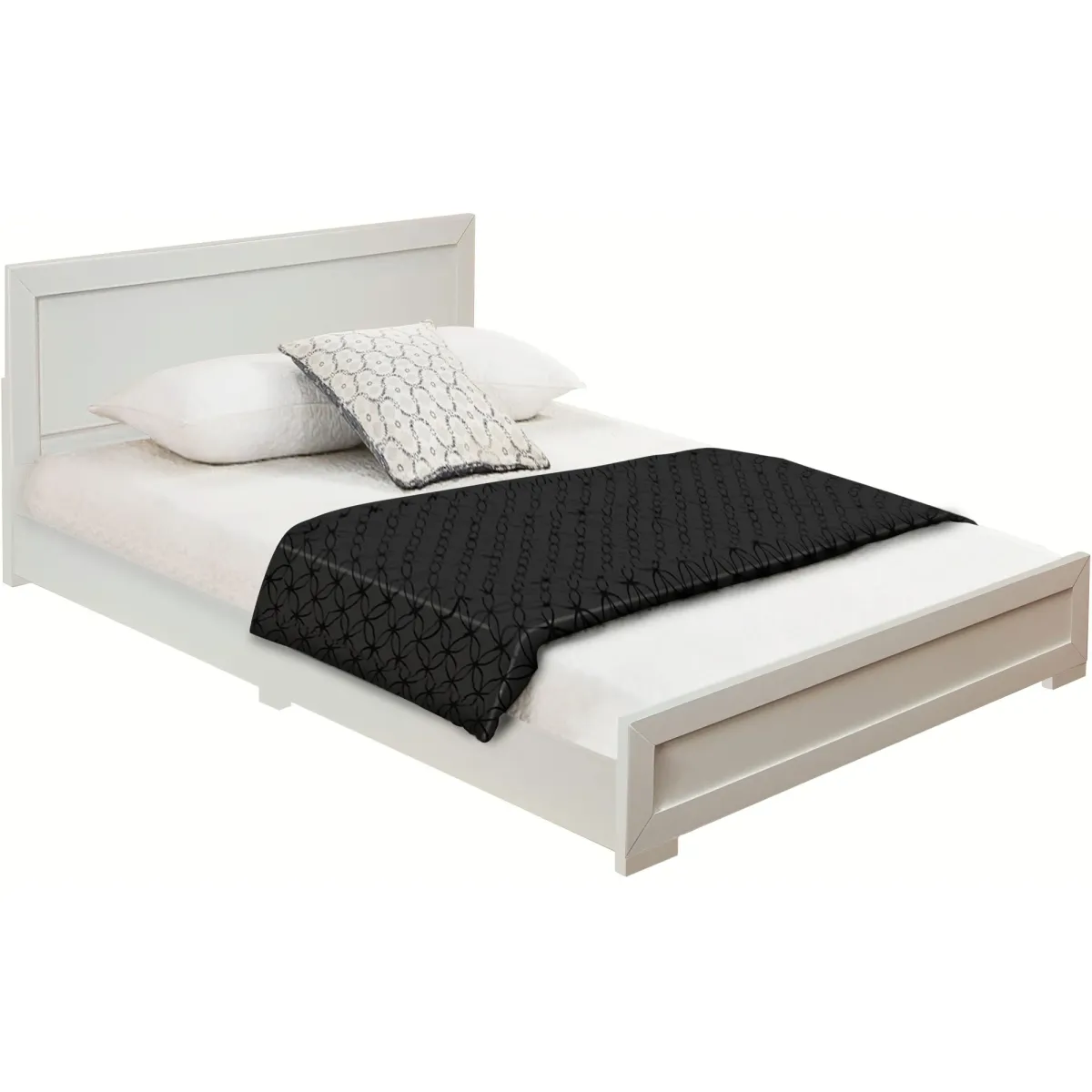 Trent Wooden Platform Bed in White, Queen