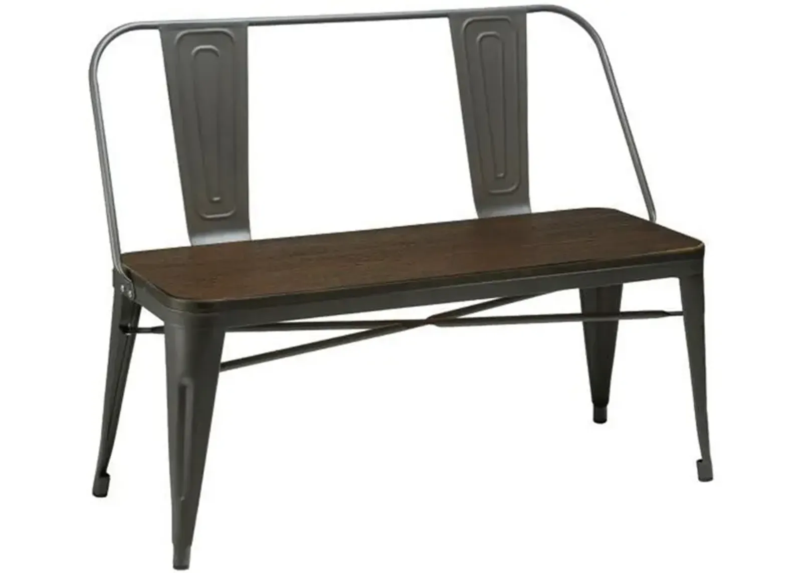 Gina 40 Inch Bench, Smooth Wood Seating, Strong Metal Frame, Dark Gray - Benzara