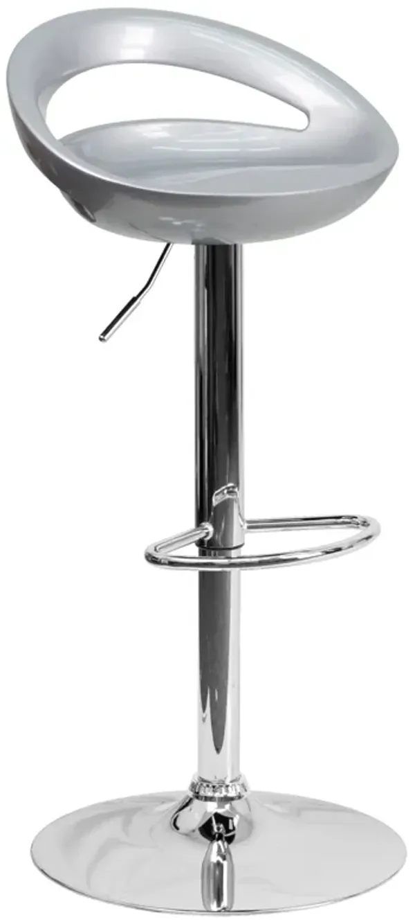 Flash Furniture Plastic Adjustable Height Barstool, Set of 1, Silver