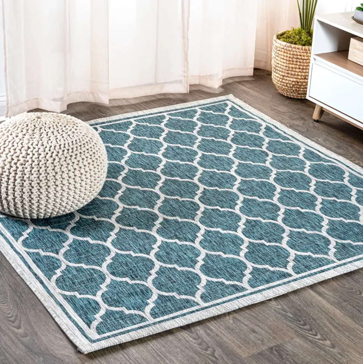 Trebol Moroccan Trellis Textured Weave Indoor/Outdoor Area Rug