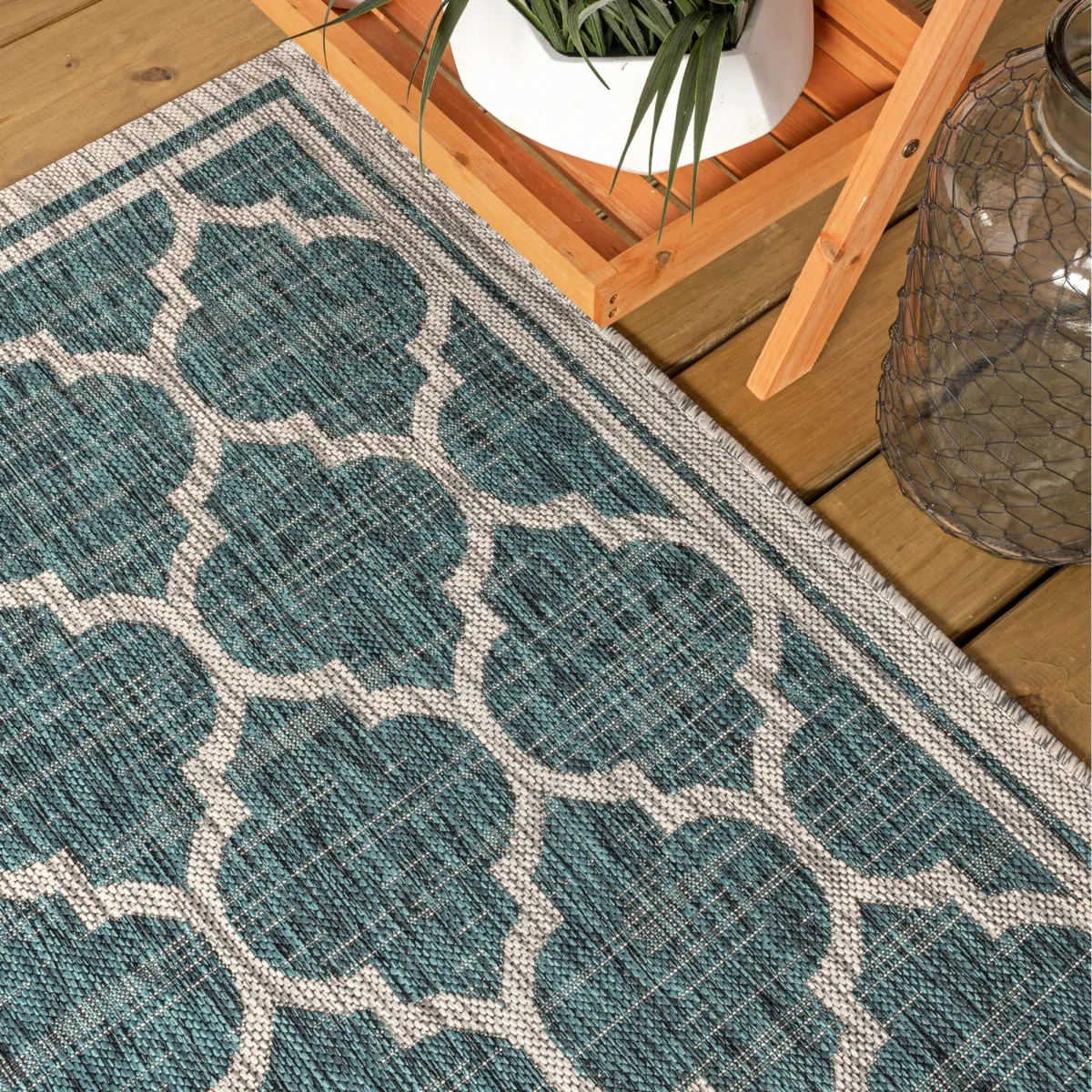 Trebol Moroccan Trellis Textured Weave Indoor/Outdoor Area Rug