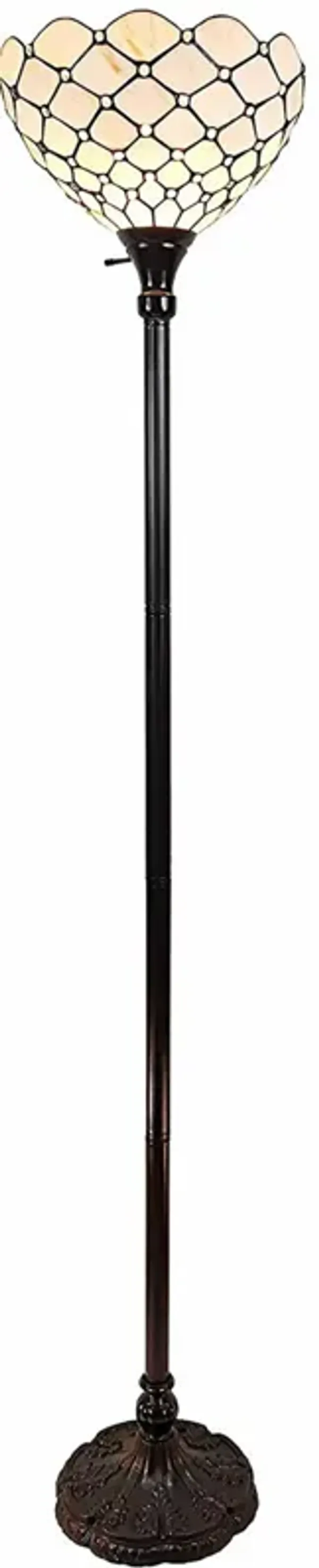 Hivvago 62" Brown And White Floor Lamp With White Glass Bowl Shade