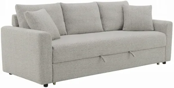 Conan Sleeper Sofa, Full Fold Out Bed, 2 Pillows, Gray Boucle, 89 Inch - Benzara