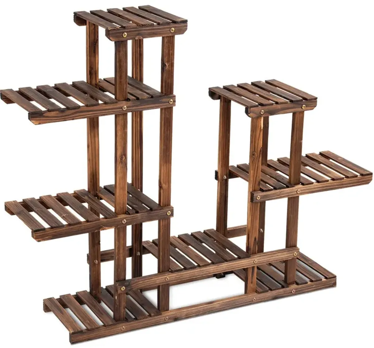 6 Tier Wooden Shelf Storage Plant Rack Stand