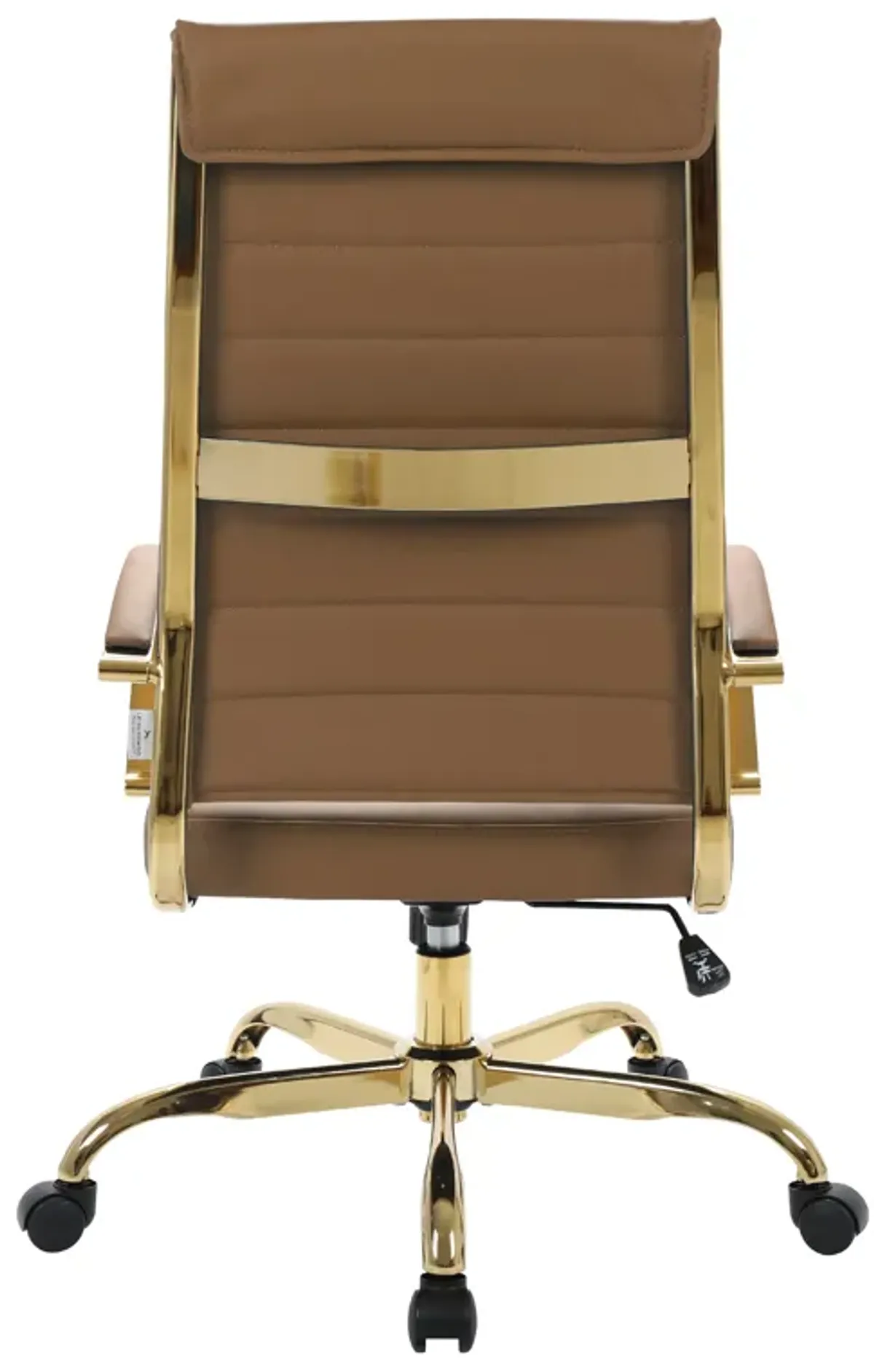 LeisureMod Benmar High-Back Leather Office Chair With Gold Frame