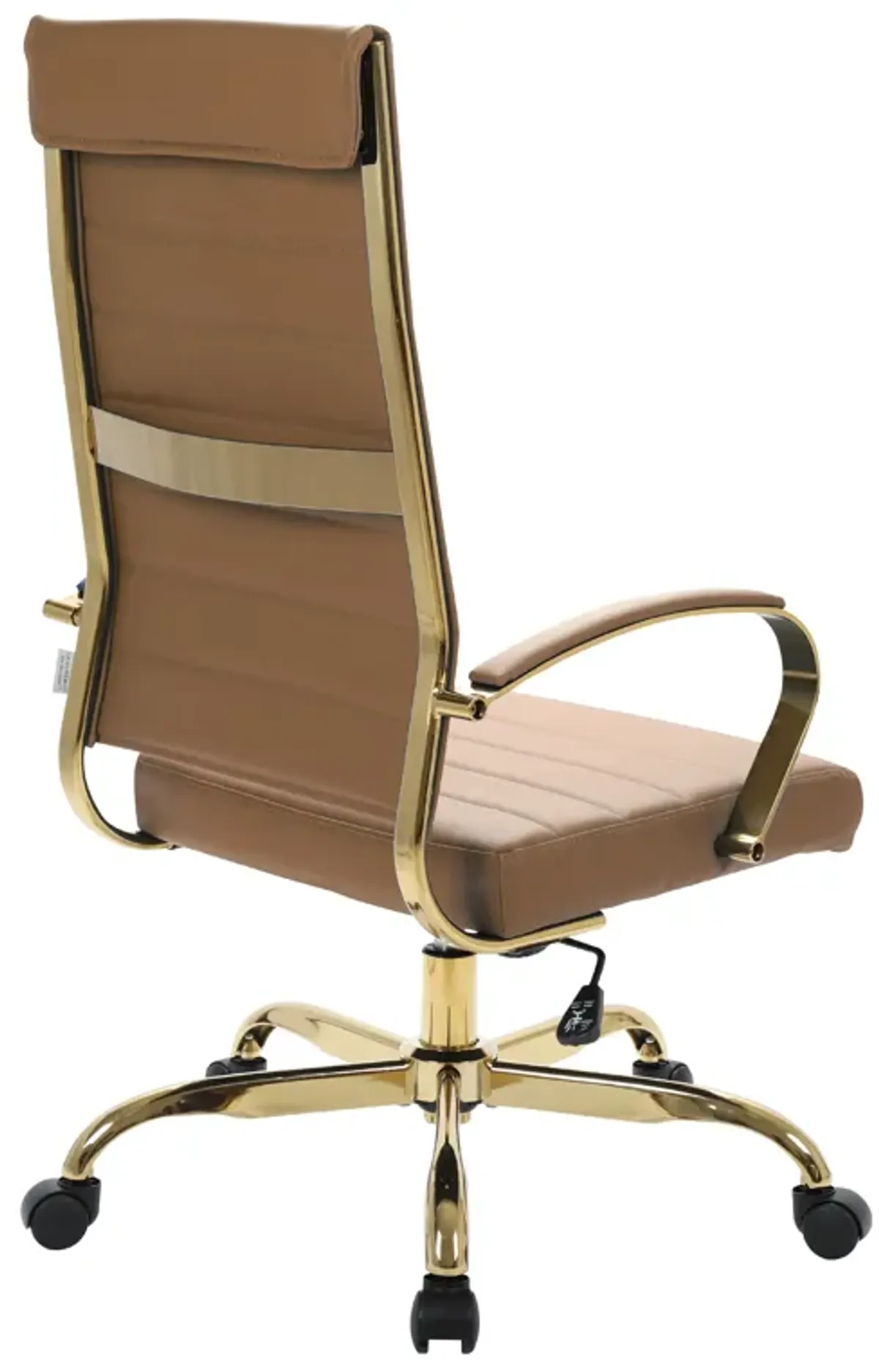 LeisureMod Benmar High-Back Leather Office Chair With Gold Frame