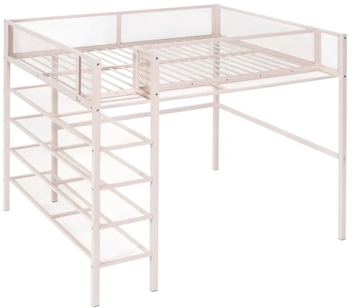 Merax Metal Loft Bed with Storage Shelves