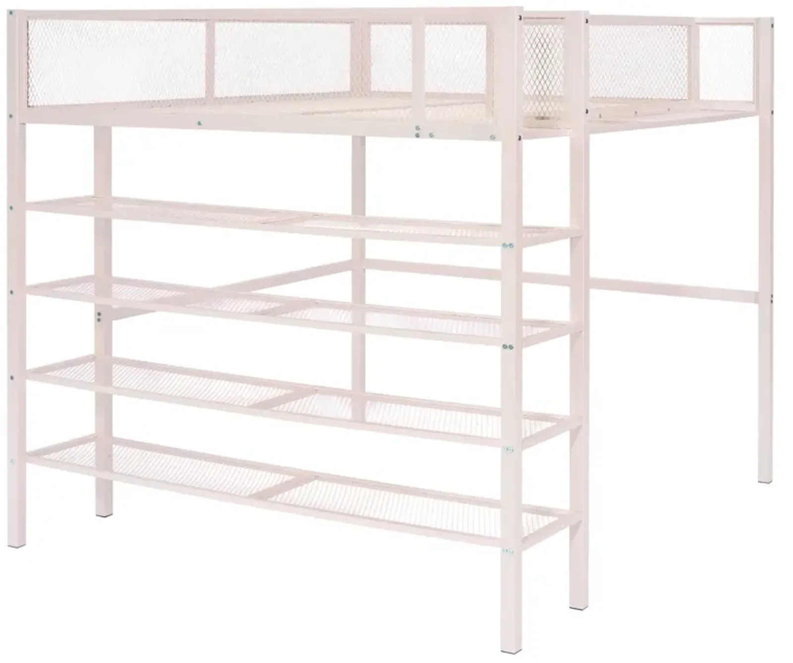 Merax Metal Loft Bed with Storage Shelves