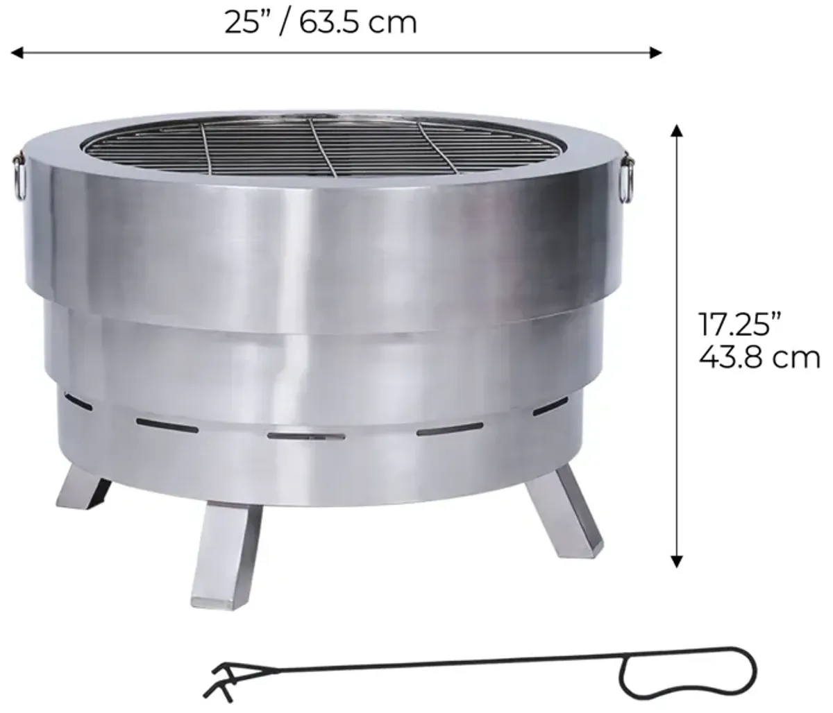 Teamson Home - 25" 304 Stainless Steel Collapsible Wood Burning Fire Pit