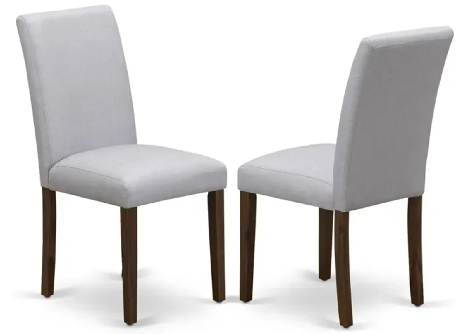 East West Furniture ABP8T05 - Set of 2 - Modern Chairs- Wooden Chair Includes Antique Walnut Wooden Structure with Grey Linen Fabric Seat and Simple Back