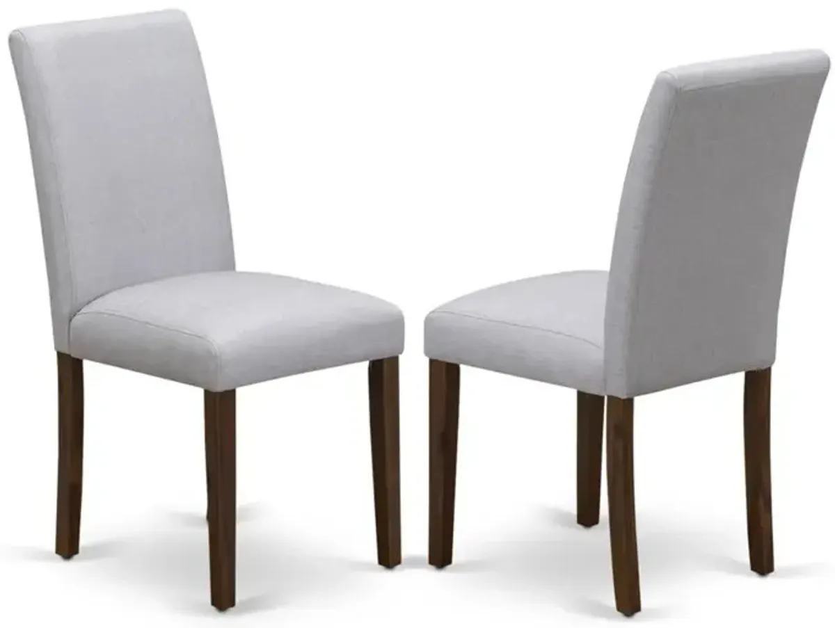 East West Furniture ABP8T05 - Set of 2 - Modern Chairs- Wooden Chair Includes Antique Walnut Wooden Structure with Grey Linen Fabric Seat and Simple Back