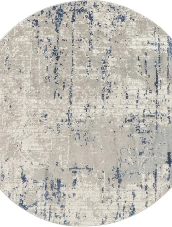 Quarry QUA01 Ivory/Gray/Blue 4' x Round Rug
