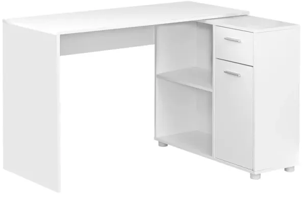 Monarch Specialties I 7350 Computer Desk, Home Office, Corner, Storage Drawers, 46"L, L Shape, Work, Laptop, Laminate, White, Contemporary, Modern