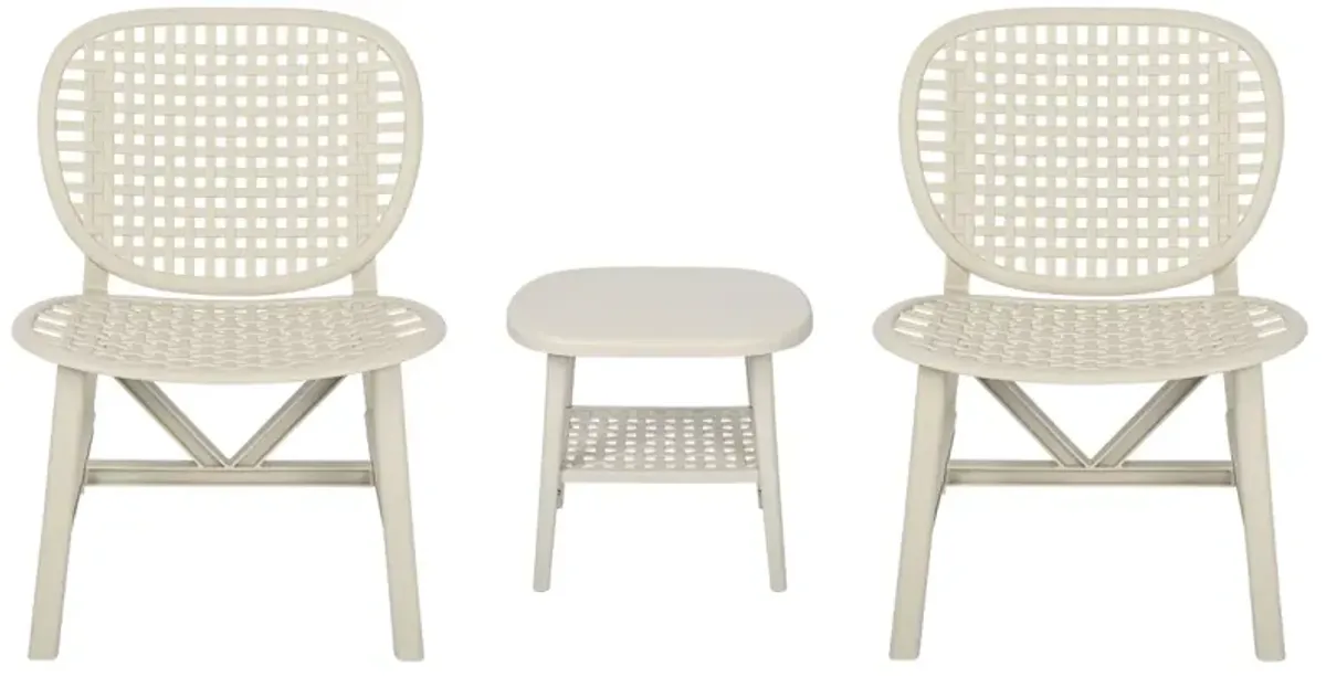 3 Pieces Hollow Design Retro Patio Table Chair Set All Weather Conversation Bistro Set