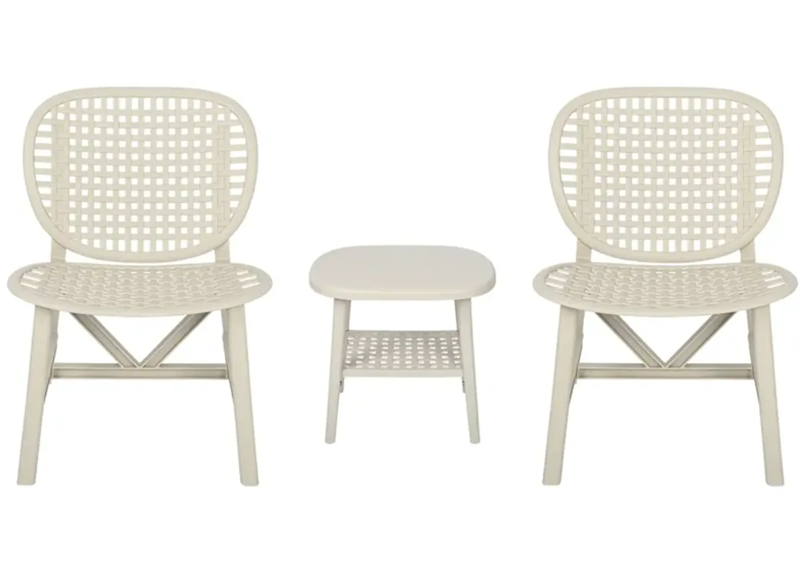 3 Pieces Hollow Design Retro Patio Table Chair Set All Weather Conversation Bistro Set