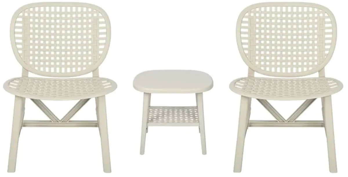 3 Pieces Hollow Design Retro Patio Table Chair Set All Weather Conversation Bistro Set