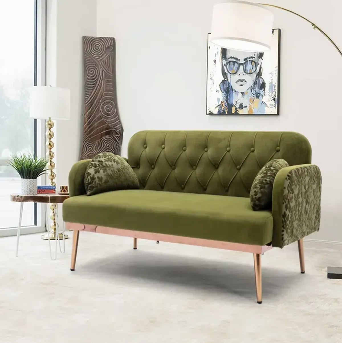 Velvet Sofa, Accent Sofa .Loveseat Sofa With Metal Feet