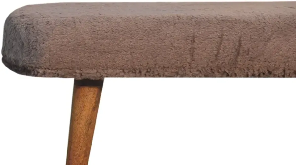 Mocha Faux Fur Fabric Bench