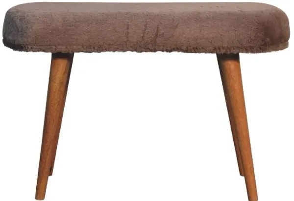 Mocha Faux Fur Fabric Bench