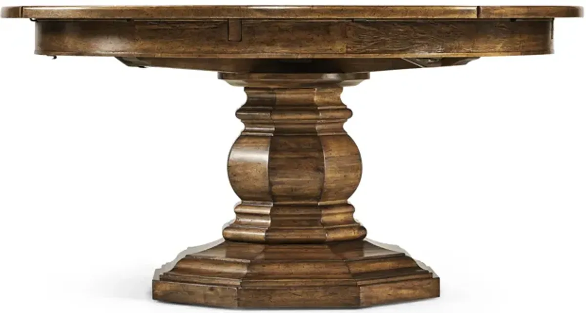 Country Walnut Round Extendable Dining Table