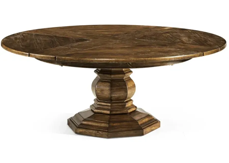 Country Walnut Round Extendable Dining Table