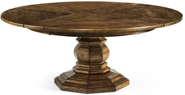 Country Walnut Round Extendable Dining Table