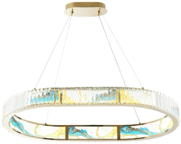 Boeseman's Chandelier Colorful Crystal Integrated LED CC Technology 1 Tier, Squoval