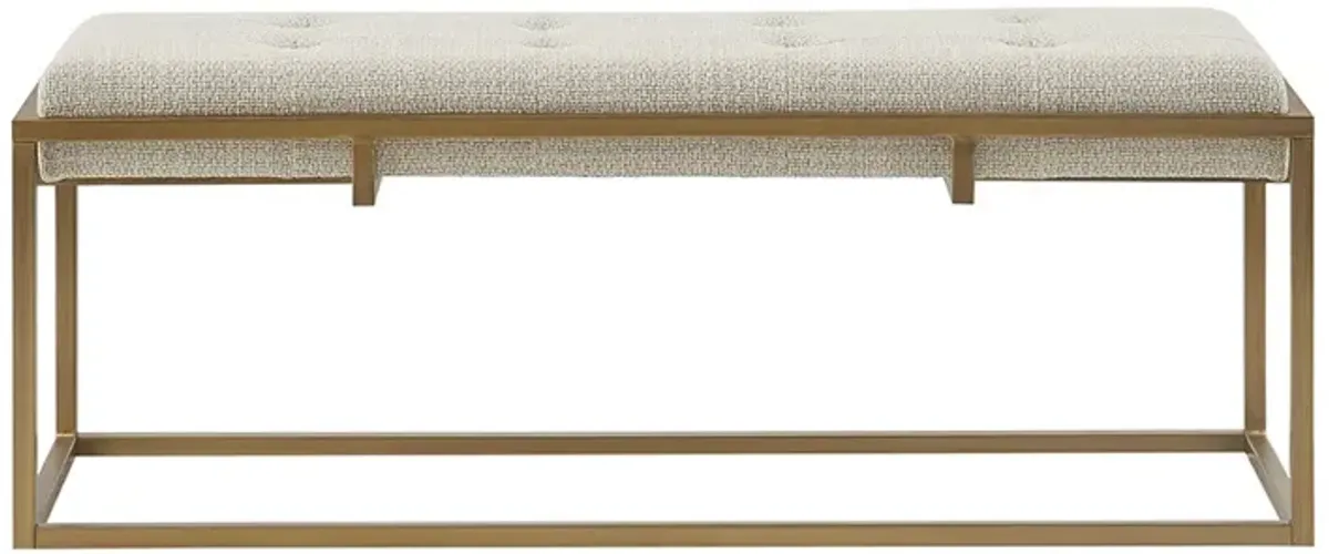 Gracie Mills Ronnie Button-Tufted Upholstered Metal Base Accent Bench