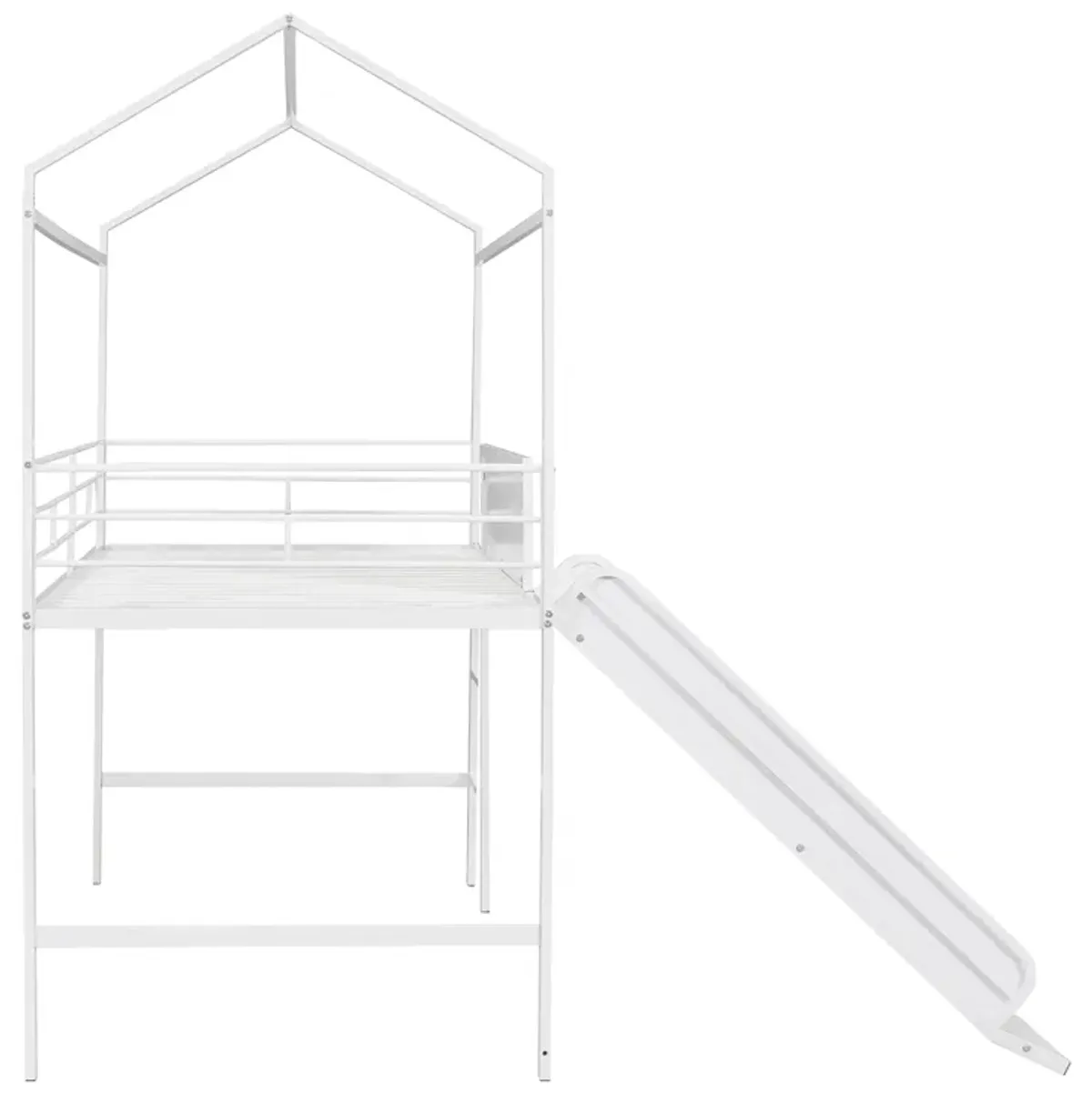 Merax Metal House Bed Loft Bed with Slide