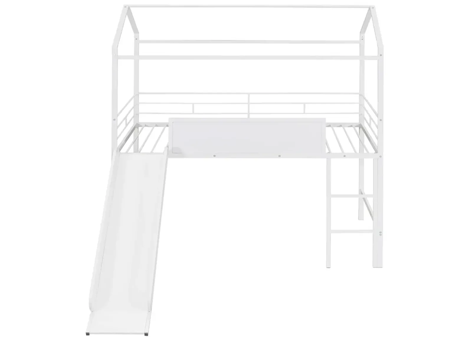 Merax Metal House Bed Loft Bed with Slide