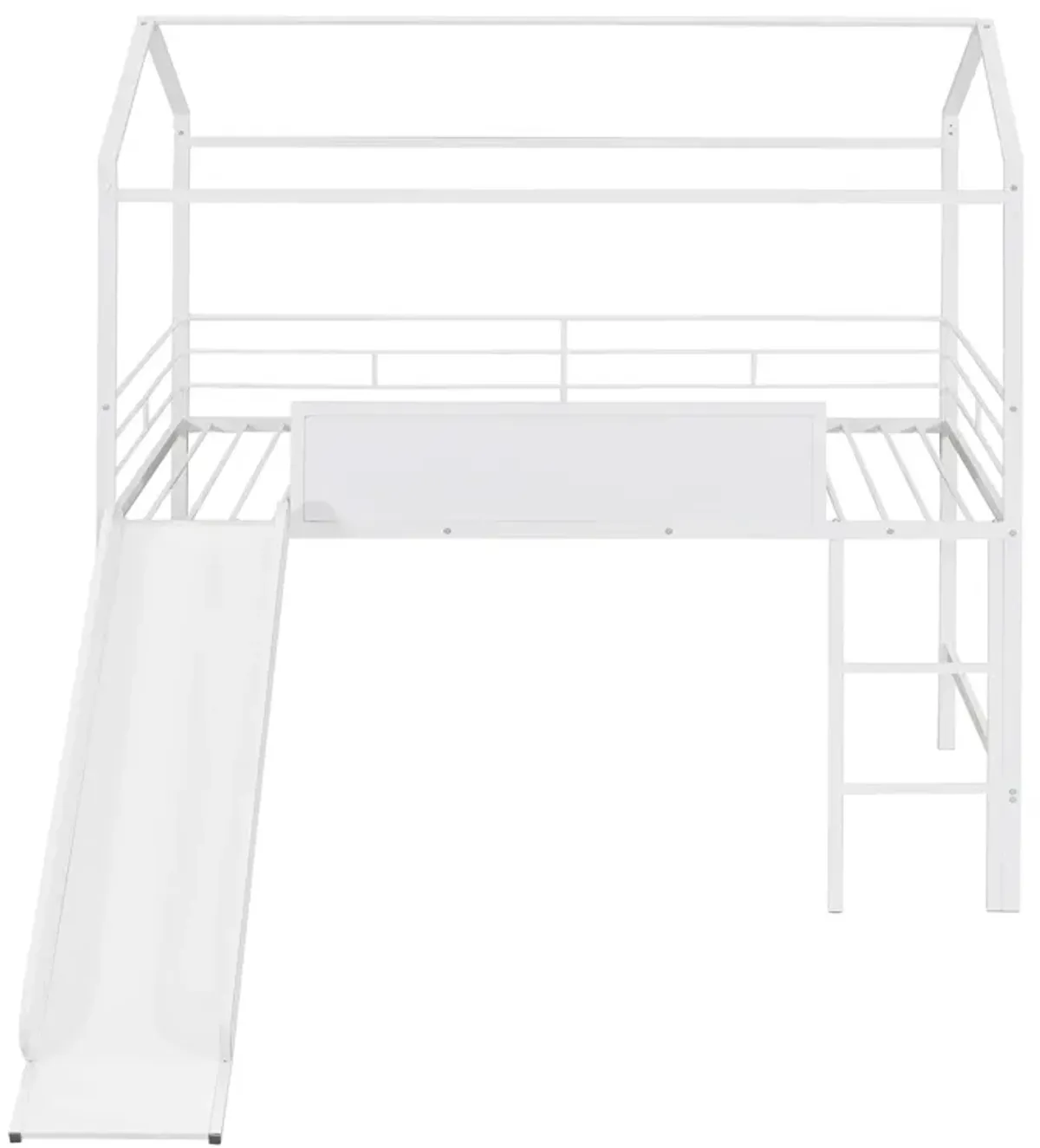 Merax Metal House Bed Loft Bed with Slide