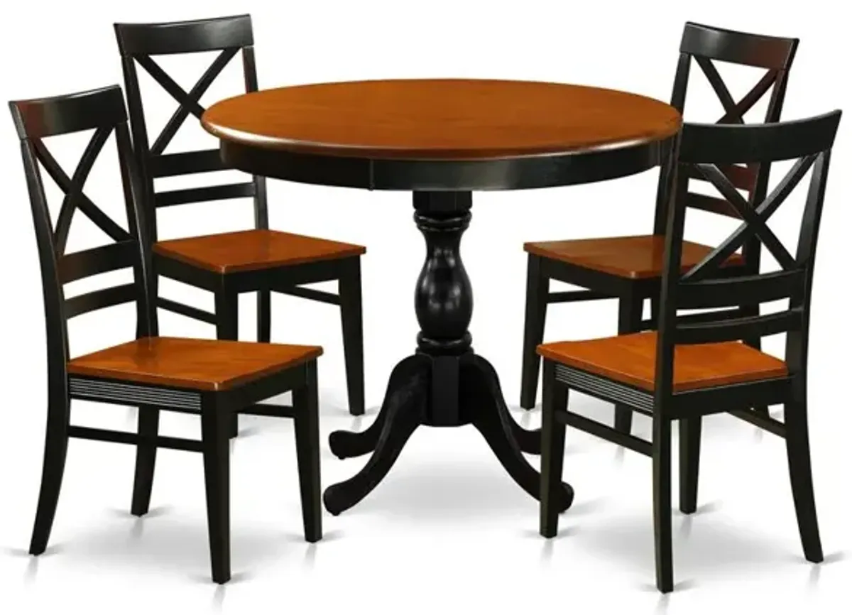 East West Furniture 5-Piece Kitchen Table Set Contains a Kitchen Table and 4 Wooden Chairs with X Back - Black Finish