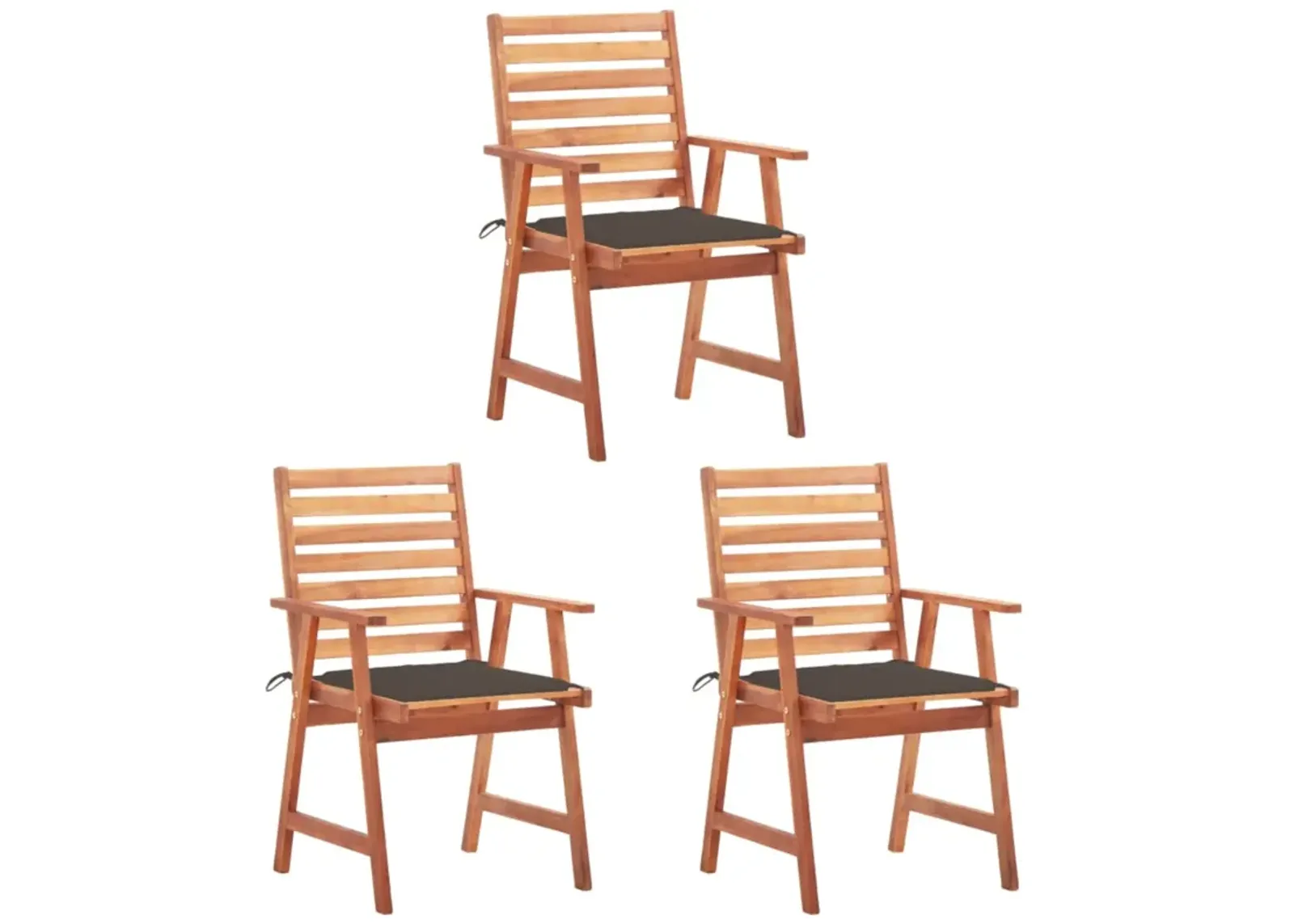 vidaXL Outdoor Dining Chairs 3 pcs with Cushions Solid Acacia Wood