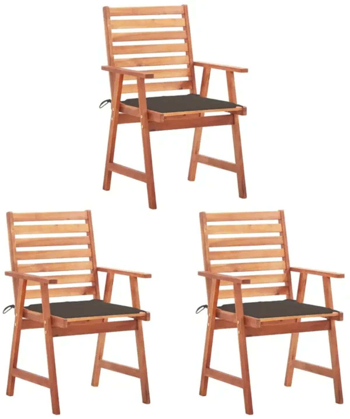 vidaXL Outdoor Dining Chairs 3 pcs with Cushions Solid Acacia Wood