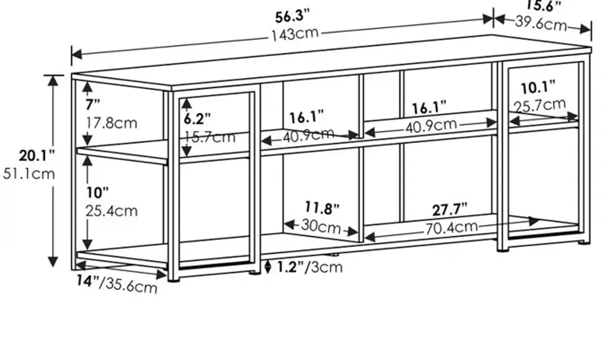 Furinno Camnus Modern Living TV Stand for TVs up to 65 Inch, Americano/Black