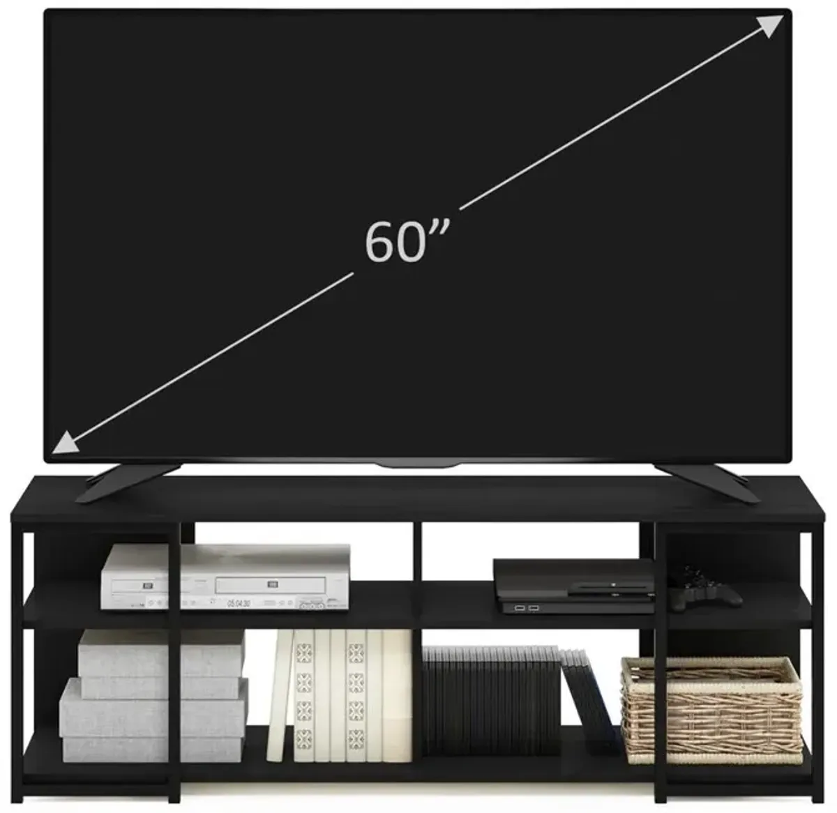 Furinno Camnus Modern Living TV Stand for TVs up to 65 Inch, Americano/Black