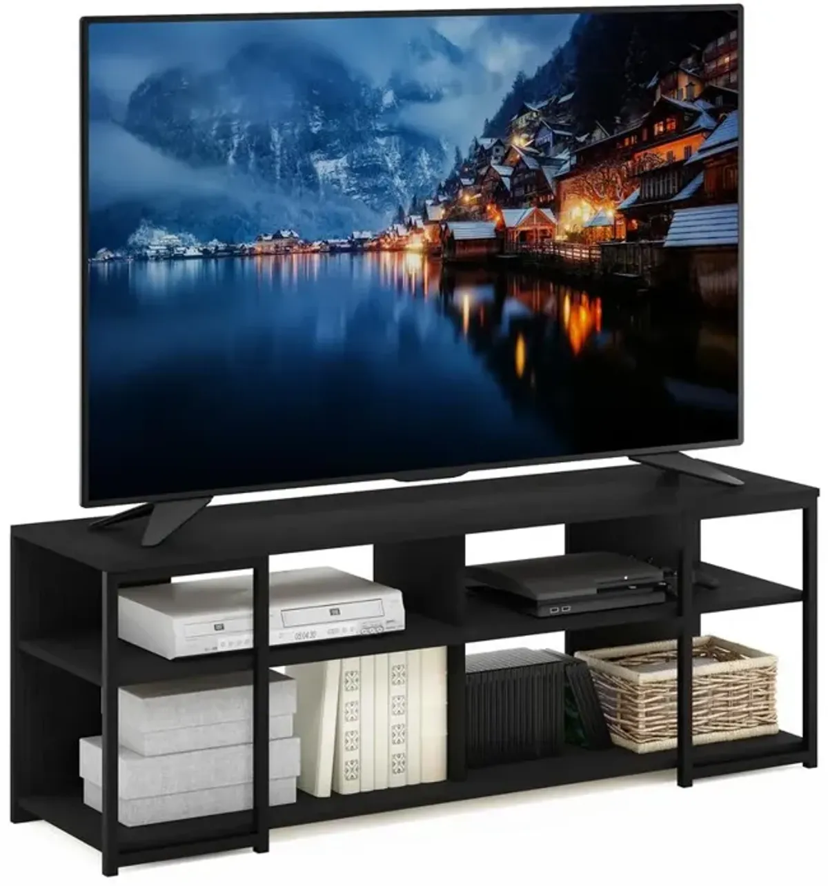 Furinno Camnus Modern Living TV Stand for TVs up to 65 Inch, Americano/Black