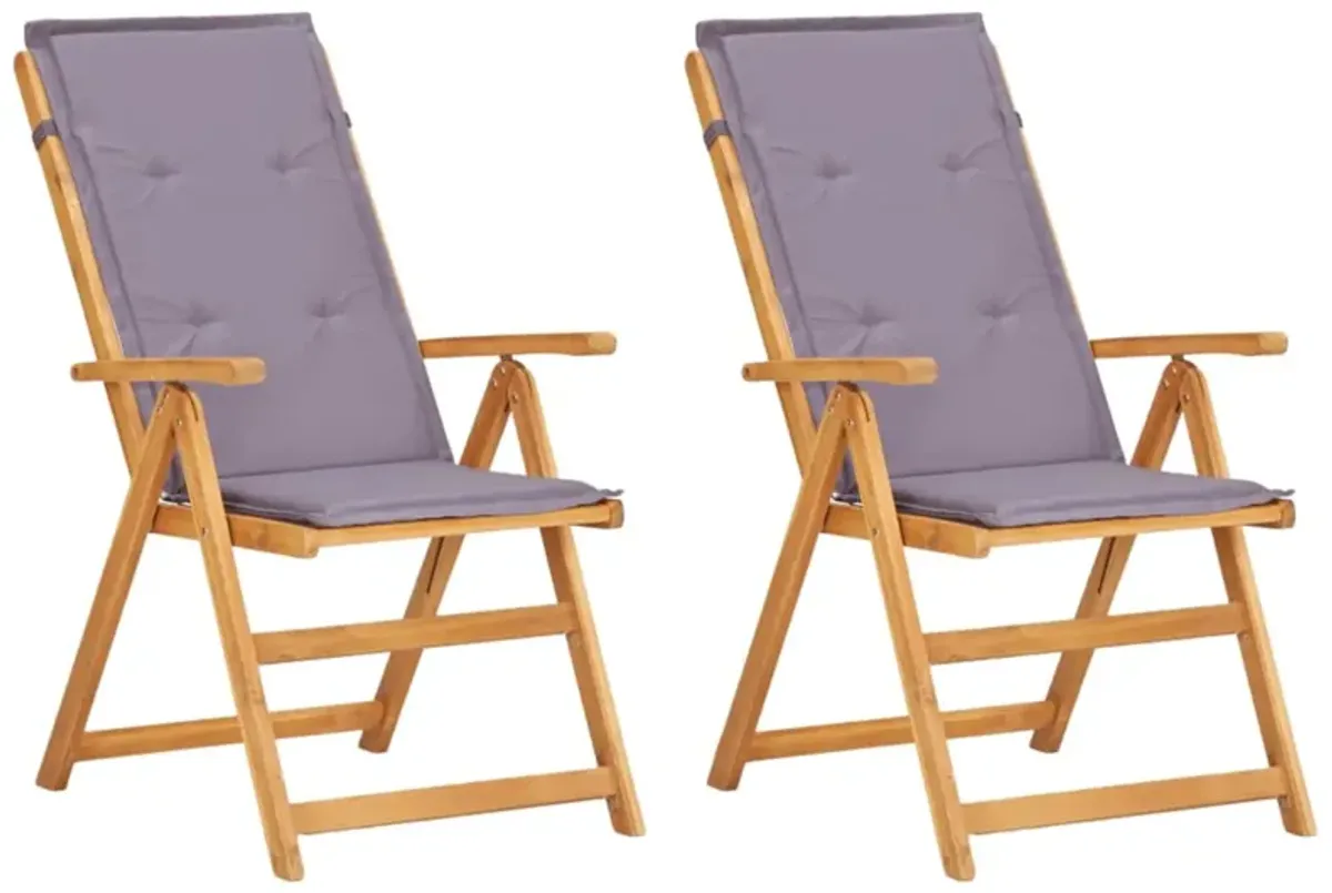 vidaXL Reclining Garden Chairs 2 pcs Brown Solid Acacia Wood